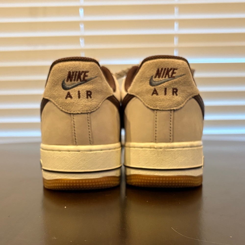 Stylish Beige and brown Nike Air Force Ones Size 10 - Picture 5 of 6